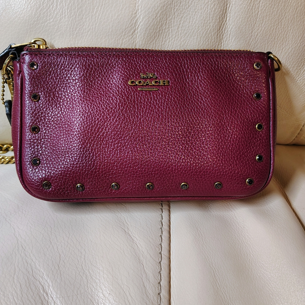 Coach Burgundy Leather Clutch Wristlet